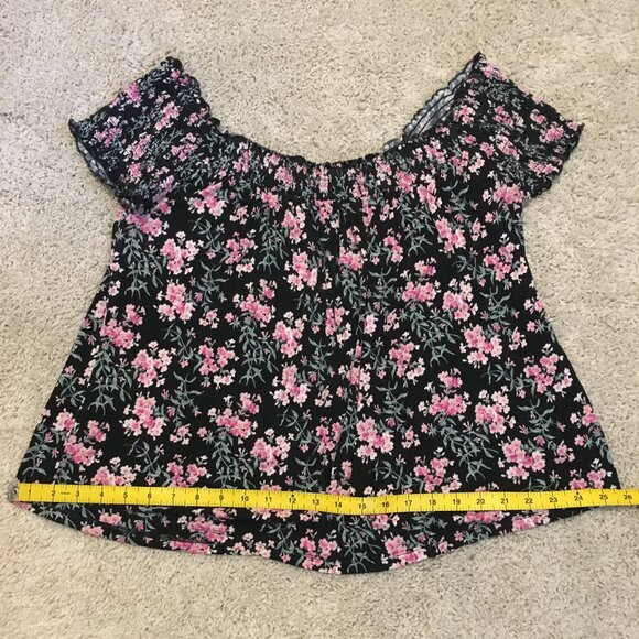 Soft & Sexy Black Floral Smock Collar Off Shoulder Top - Picture 12 of 13